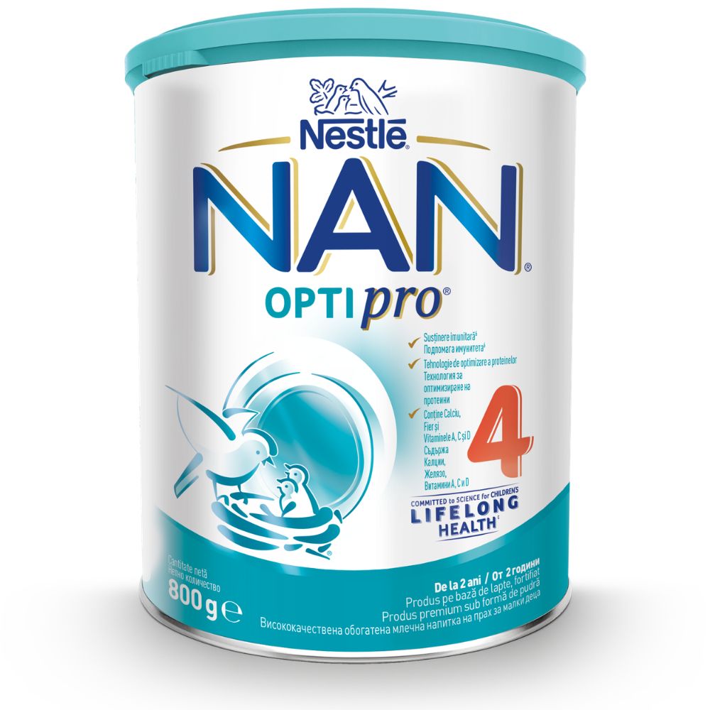 Formula de lapte Nan 4 Optipro, 2 ani+, 800 g, Nestle