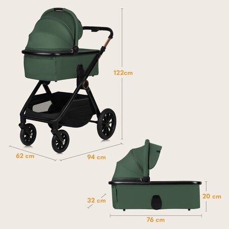 Carucior 3 in 1 pana la 22 Kg Layla, Verde, Lionelo 736507