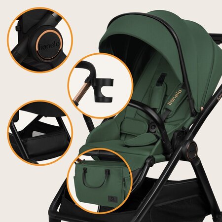 Carucior 3 in 1 pana la 22 Kg Layla, Verde, Lionelo 736504