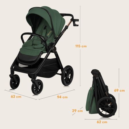 Carucior 2 in 1 pana la 22 Kg Layla, Verde, Lionelo 736565