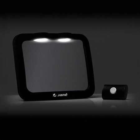 Oglinda auto pentru masina cu iluminare LED, 28x7x20 cm, Negru, Jane 736726