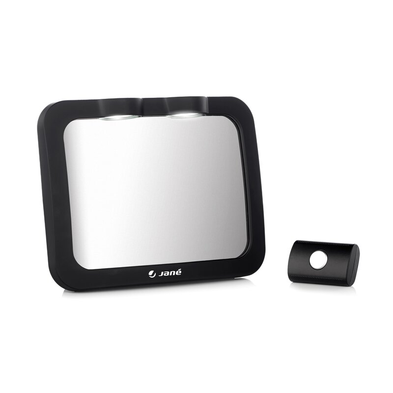 Oglinda auto pentru masina cu iluminare LED, 28x7x20 cm, Negru, Jane