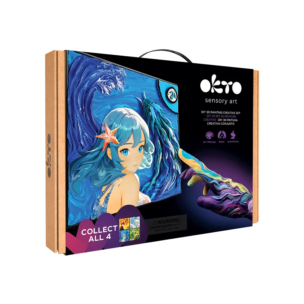 Set pictura 3D cu argila usoara, 29 x 29 cm, Manga - Water, Okto