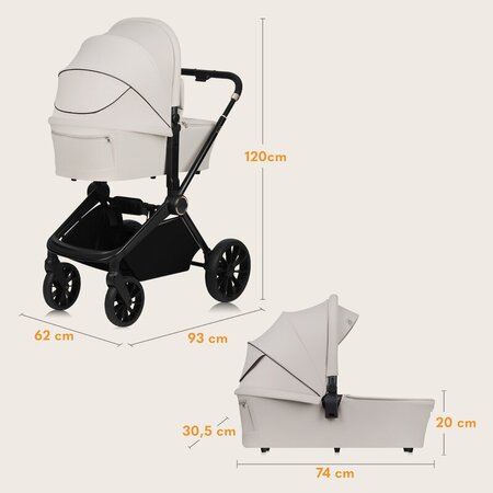 Carucior reversibil  3 in 1 cu landou si scoica Mika Plus, pana la 22 kg, Bej, Lionelo 736989
