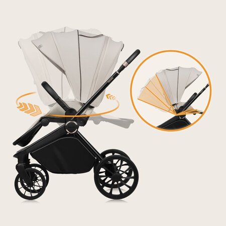 Carucior reversibil  3 in 1 cu landou si scoica Mika Plus, pana la 22 kg, Bej, Lionelo 736993