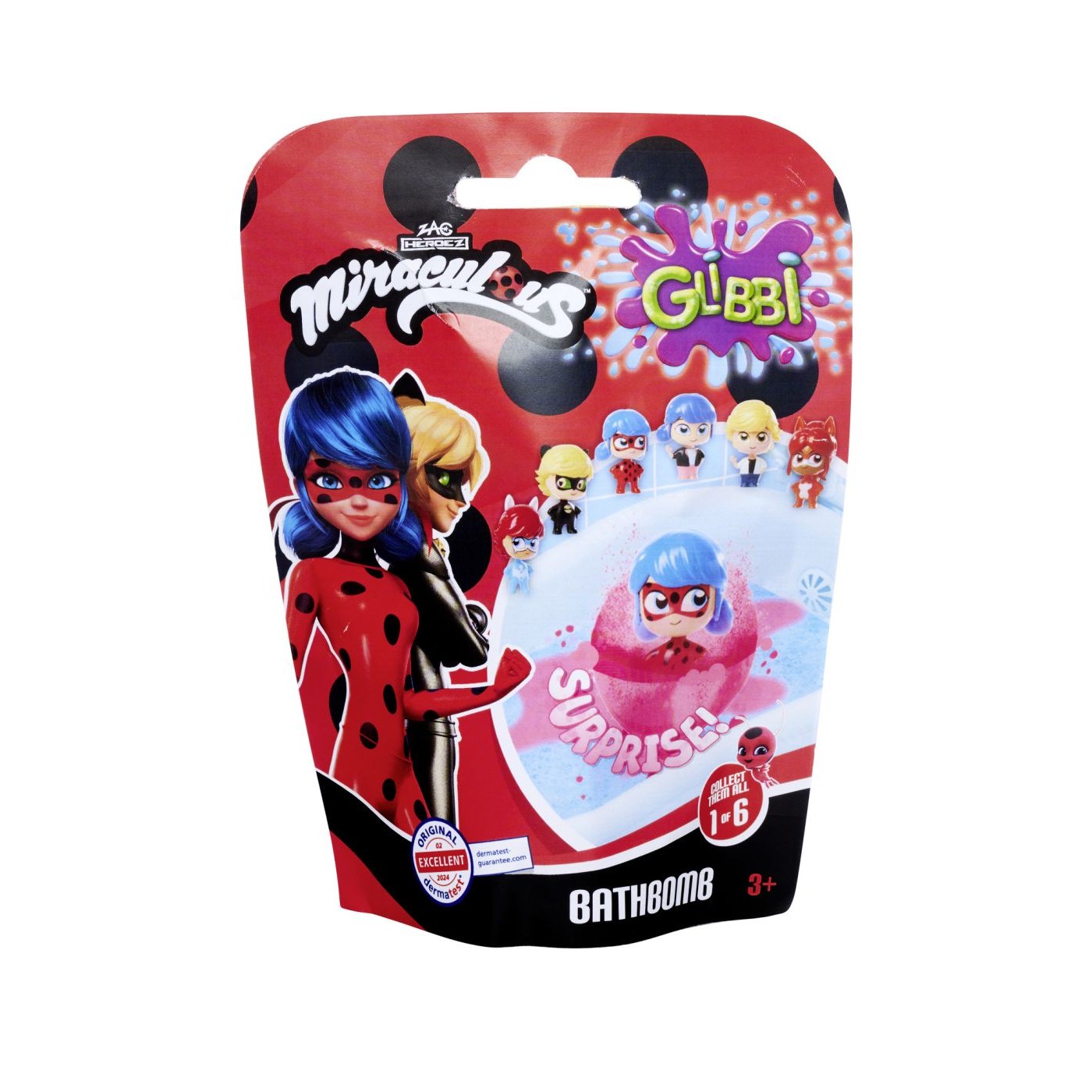 Bomba de baie cu figurina surpriza, Miraculous, +3 ani, 1 bucata, Glibbi
