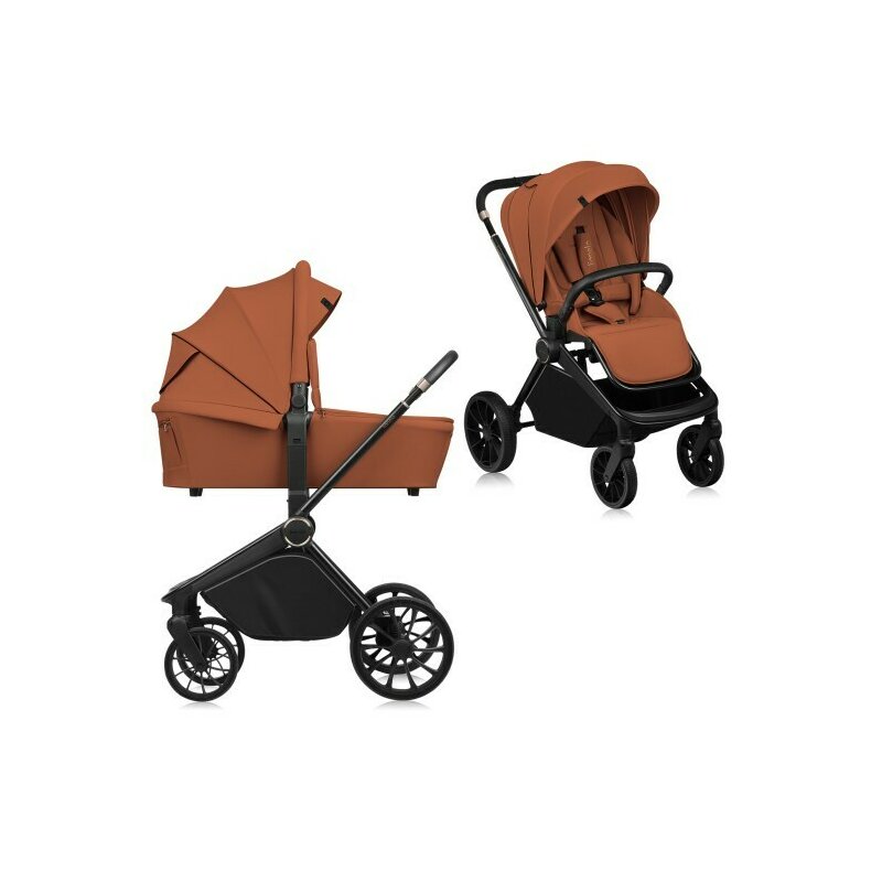 Carucior reversibil 2 in 1 cu landou si ventilatie 3D Mika Plus, pana la 22 kg, Maro, Lionelo