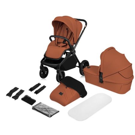 Carucior reversibil 2 in 1 cu landou si ventilatie 3D Mika Plus, pana la 22 kg, Maro, Lionelo 737067