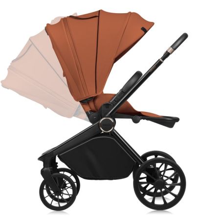 Carucior reversibil 2 in 1 cu landou si ventilatie 3D Mika Plus, pana la 22 kg, Maro, Lionelo 737052