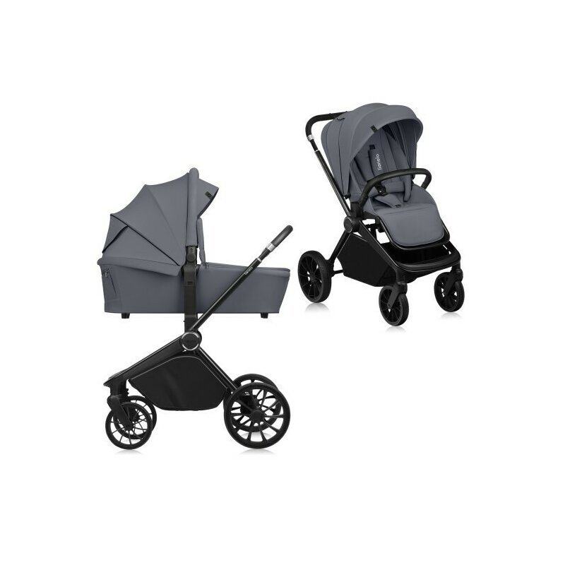 Carucior reversibil 2 in 1 cu landou si ventilatie 3D Mika Plus, pana la 22 kg, Gri, Lionelo