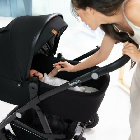 Carucior 3 in 1 cu multiple accesorii Bianka, pana la 22 kg, Negru, Lionelo 737179