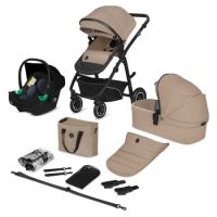 Carucior 3 in 1 cu multiple accesorii Bianka, pana la 22 kg, Bej, Lionelo