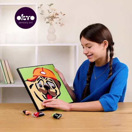 Set pictura cu argila usoara, 29 x 29 cm, Pug Dog, 5 ani+, Okto 737269