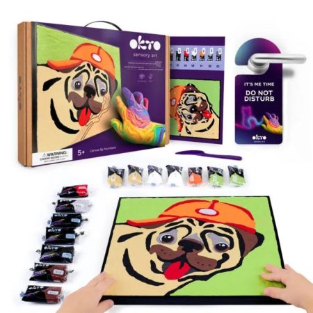 Set pictura cu argila usoara, 29 x 29 cm, Pug Dog, 5 ani+, Okto 737268