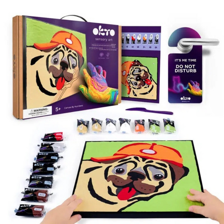 Set pictura cu argila usoara, 29 x 29 cm, Pug Dog, 5 ani+, Okto 737268