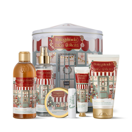 Set ingrijire delicata cu arome festive de alune si caramel sarat, Dolce Felicita, 634 ml, Bottega Verde