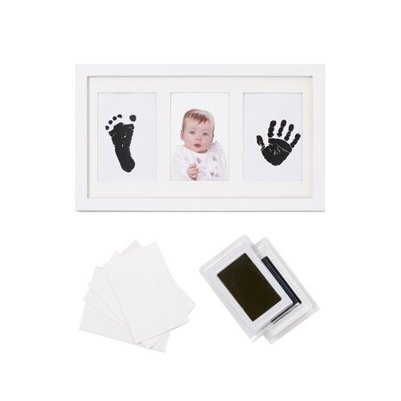 Kit rama foto tripla cu cerneala pentru manuta si piciorus, Alb, Jane 737321
