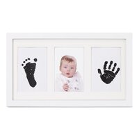 Kit rama foto tripla cu cerneala pentru manuta si piciorus, Alb, Jane