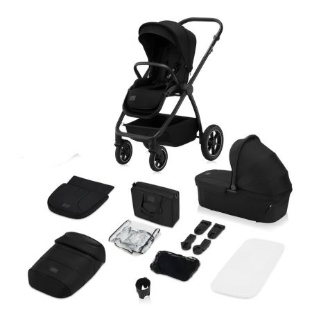 Carucior reversibil  3 in 1 cu multiple accesorii Meril, pana la 22 kg, Negru, Lionelo