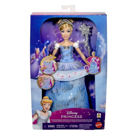 Papusa interactiva Cenusereasa cu rochie luminoasa, +3 ani, Mattel 737374