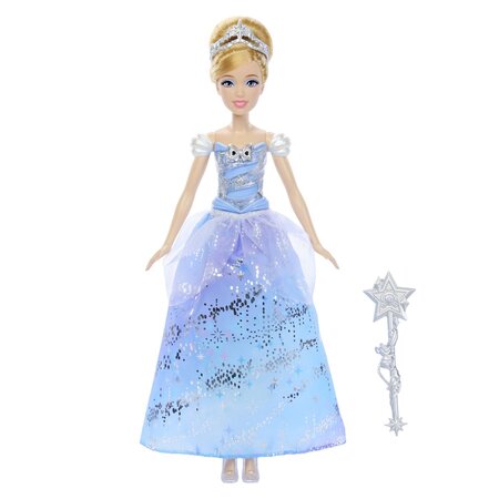 Papusa interactiva Cenusereasa cu rochie luminoasa, +3 ani, Mattel 737375