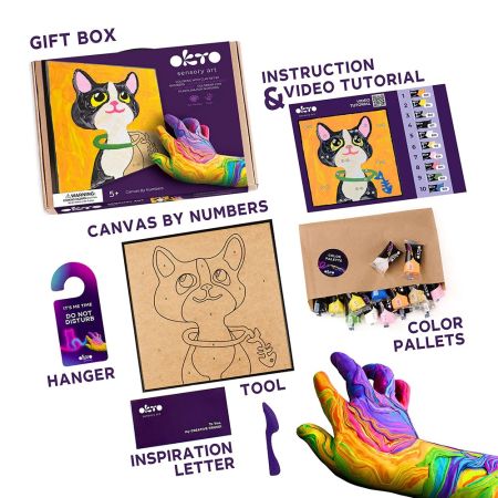 Set pictura cu argila usoara, 29 x 29 cm, Cat, 5 ani+, Okto 737388