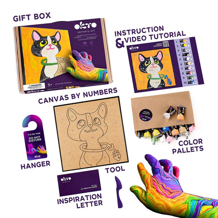 Set pictura cu argila usoara, 29 x 29 cm, Cat, 5 ani+, Okto 737388