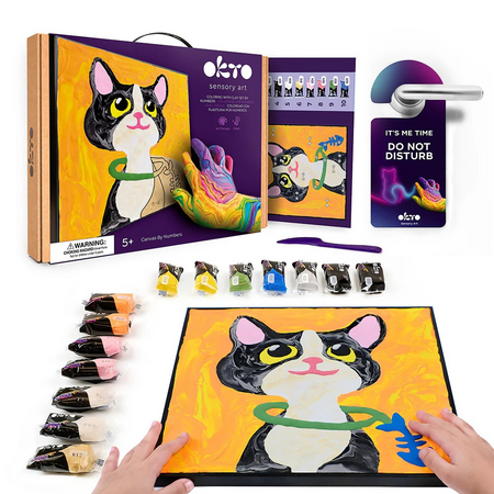 Set pictura cu argila usoara, 29 x 29 cm, Cat, 5 ani+, Okto 737387