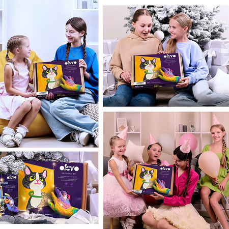 Set pictura cu argila usoara, 29 x 29 cm, Cat, 5 ani+, Okto 737389