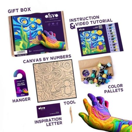 Set pictura cu argila usoara, 29 x 29 cm, Little Prince Night, 5 ani+, Okto 737399