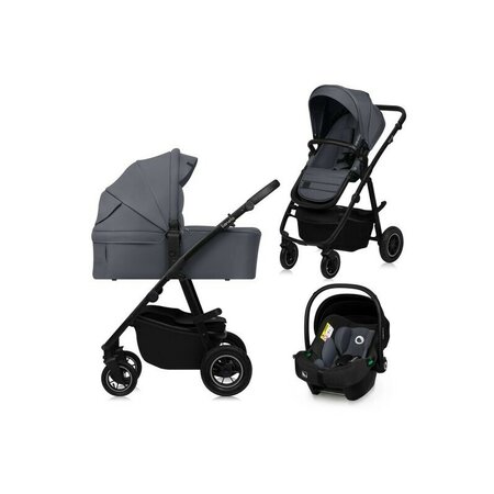 Carucior reversibil  3 in 1 cu multiple accesorii Amber Plus, pana la 22 kg, Gri, Lionelo 737463