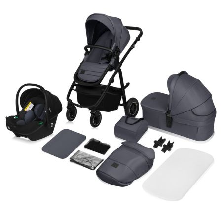 Carucior reversibil  3 in 1 cu multiple accesorii Amber, pana la 22 kg, Gri, Lionelo