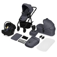 Carucior reversibil  3 in 1 cu multiple accesorii Amber Plus, pana la 22 kg, Gri, Lionelo