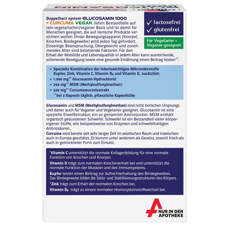 Glucozamina 1000 + Curcuma, 60 comprimate, Doppelherz 737524