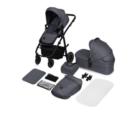 Carucior reversibil  2 in 1 cu multiple accesorii Amber Plus, pana la 22 kg, Gri inchis, Lionelo