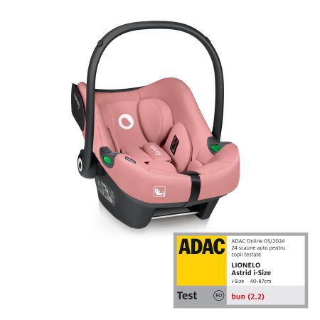 Scoica auto I-size Astrid, 0-13 Kg/40-87 cm, Roz, Lionelo 737576