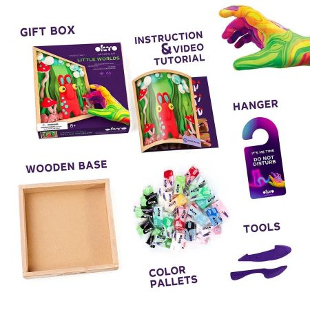 Set creatie Wood & Craft Little Worlds, 21 x 21 cm, Mommy Troll, 8 ani+, Okto 737600
