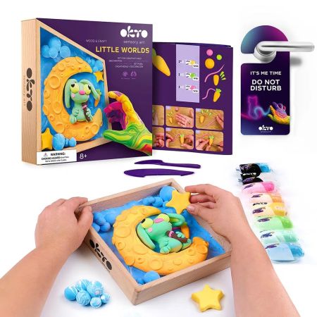 Set creatie Wood & Craft Little Worlds, 21 x 21 cm, Bunny Moon, 8 ani+, Okto 737612