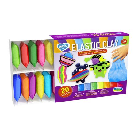 Set de creatie cu argila usoara Lovin, Elastic Clay, 5 ani+, 20 bucati, Okto 737634