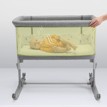Patut Co-sleeper 3 in 1 Aurora, pana la 9 Kg, 85 x 60 x 66 cm, Gri inchis, 0 luni+, Lionelo 737763