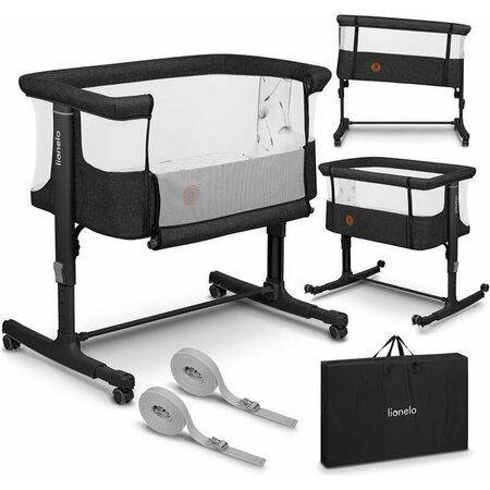 Patut Co-sleeper 3 in 1 Aurora, pana la 9 Kg, 85 x 60 x 66 cm, Gri inchis, 0 luni+, Lionelo 737769