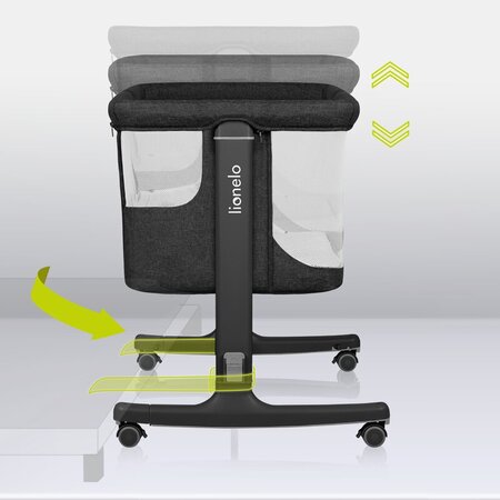Patut Co-sleeper 3 in 1 Aurora, pana la 9 Kg, 85 x 60 x 66 cm, Gri inchis, 0 luni+, Lionelo 737761