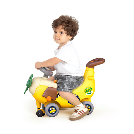 Avion interactiv 4 in 1 Ride On si maner de impingere, Banana, 12-36 luni, Hola 737808