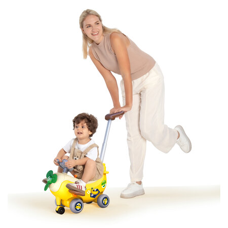 Avion interactiv 4 in 1 Ride On si maner de impingere, Banana, 12-36 luni, Hola 737810