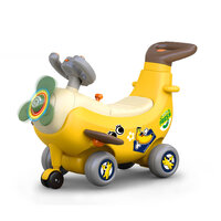 Avion interactiv 4 in 1 Ride On si maner de impingere, Banana, 12-36 luni, Hola