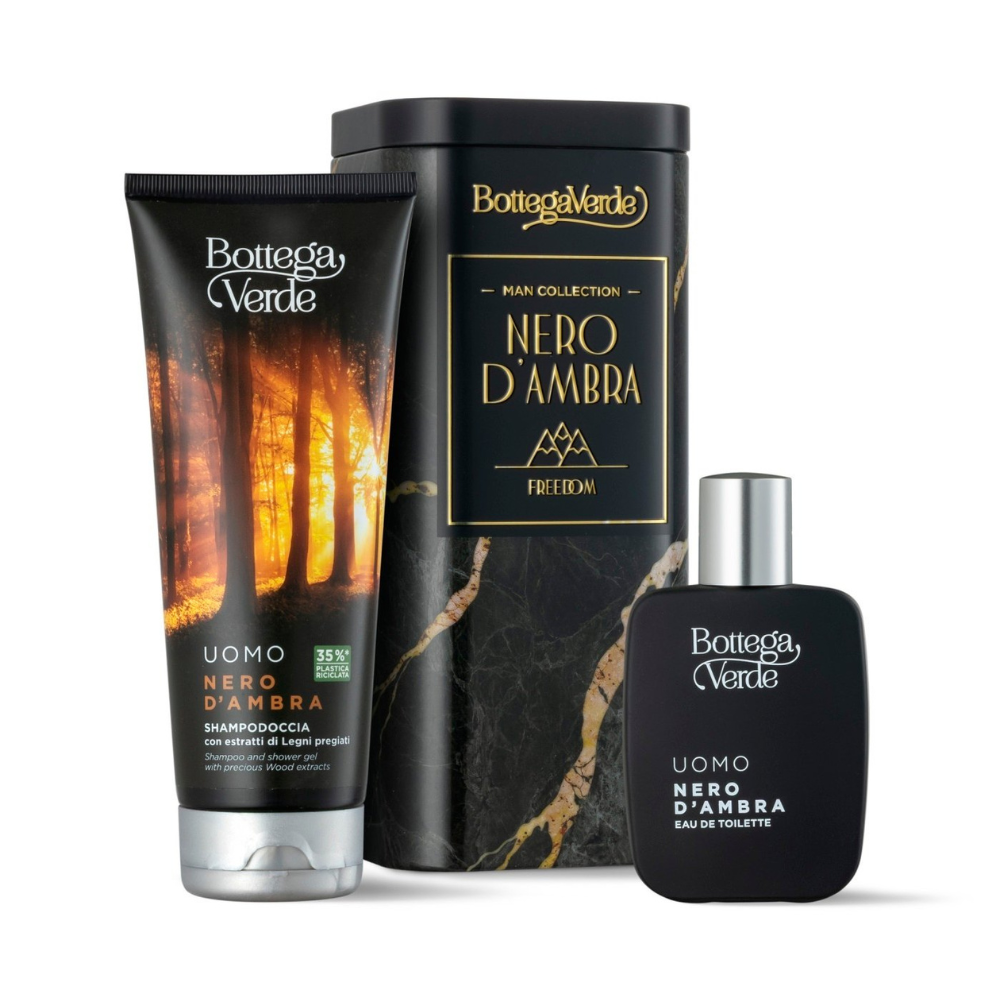 Setul ingrijire pentru barbati, Nero d’Ambra, 250 ml, Bottega Verde