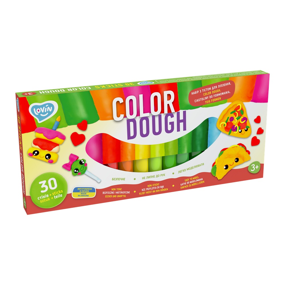 Set plastilina Lovin, Color Dough, 3 ani+, 30 bucati, Okto