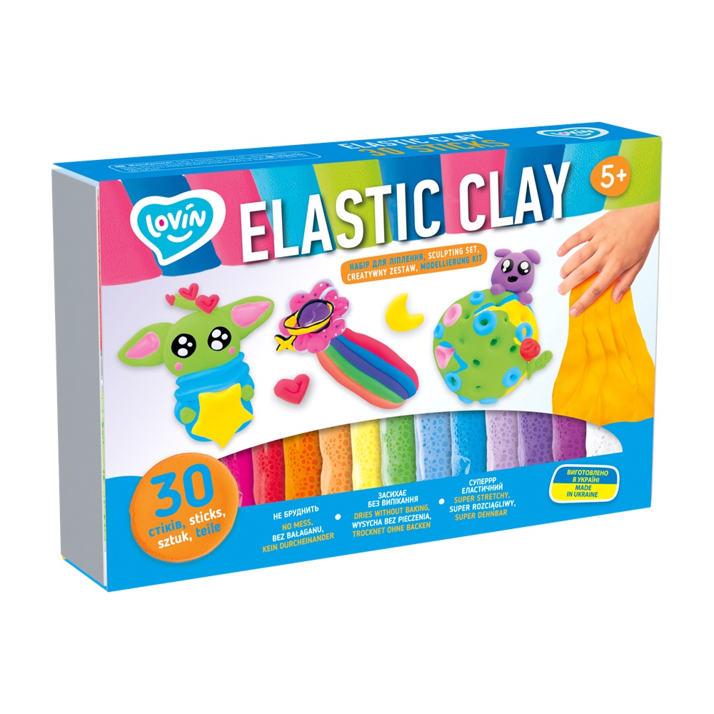 Set de creatie cu argila usoara Lovin, Elastic Clay, 5 ani+, 30 bucati, Okto