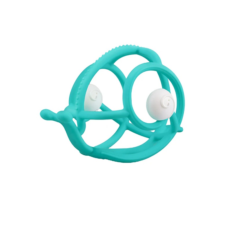 Inel Gingival din silicon, Teal, Melc, 3 luni+, Mombella