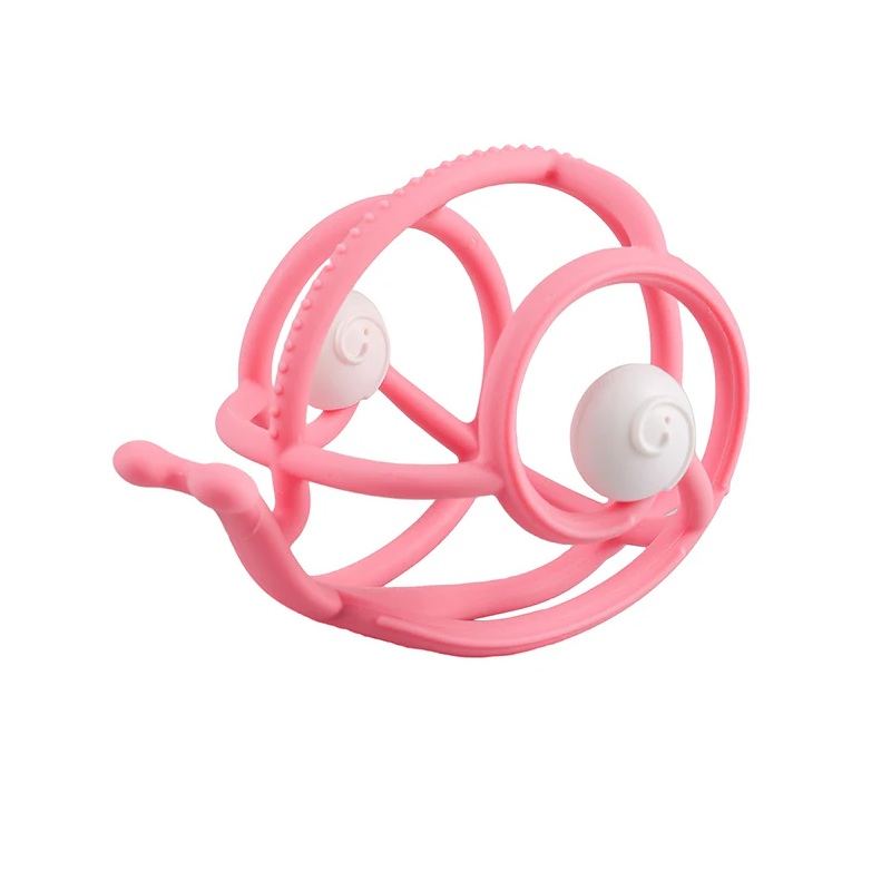 Inel Gingival din silicon, Pink, Melc, 3 luni+, Mombella